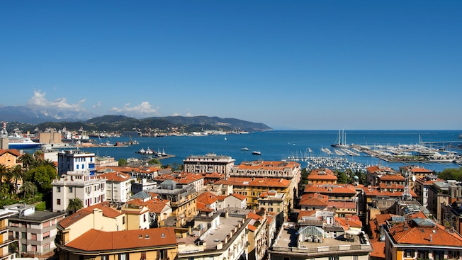 The city and seascape of La Spezia from above The city and seascape of La Spezia from above