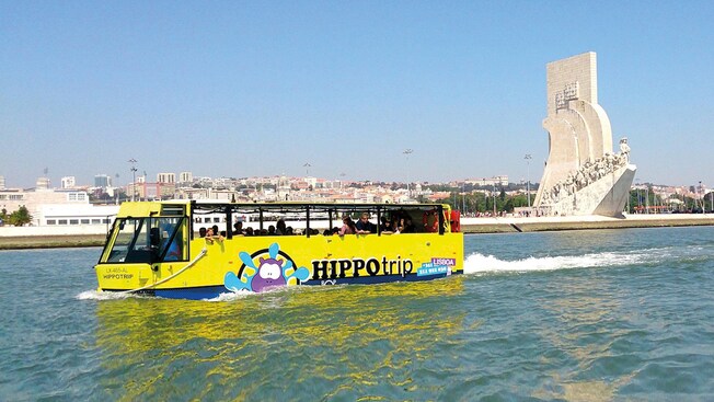 A Hippo trip amphibious bus making its way through the water