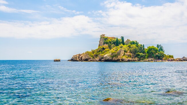 Crystal blue waters surround Isola Bella