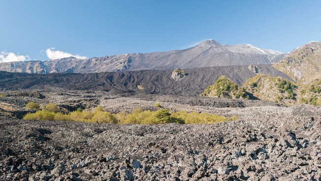 The rocky slopes of Mount Etna
