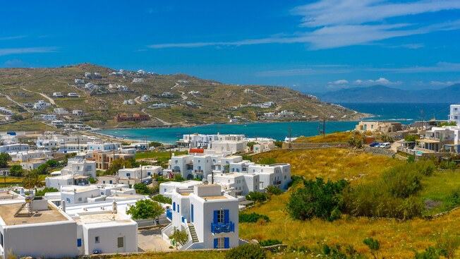 Aglomerados de edifícios na ilha de Mykonos Aglomerados de edifícios na ilha de Mykonos