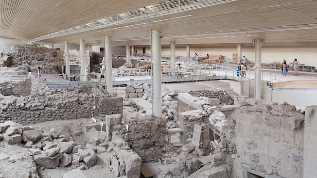 An archaeological site featuring the ruins of an ancient village An archaeological site featuring the ruins of an ancient village