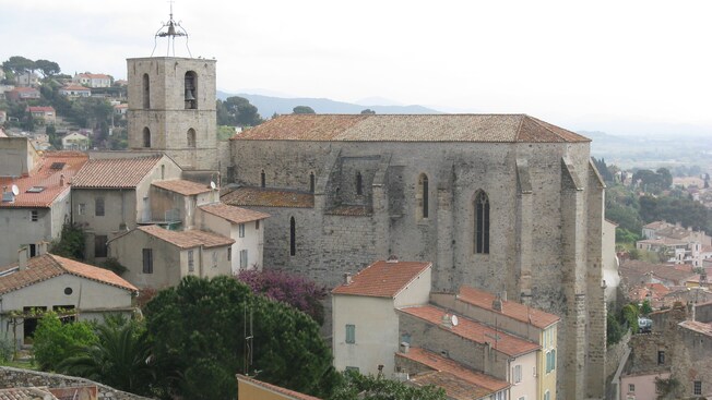 The Gothic bell tower of Saint Paul Church in Hyères, France