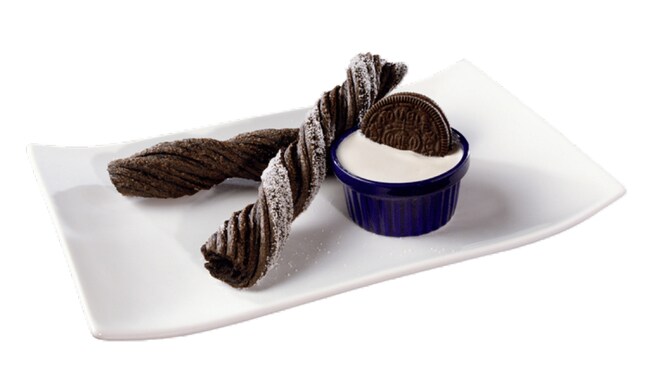 Gourmet Oreo churros are arranged on a plate