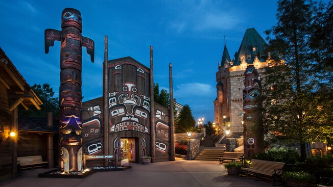 A chateau in the Canada Pavilion at Epcot