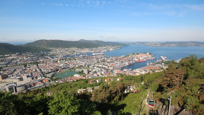 Hill top of Bergen and its harbor down below Hill top of Bergen and its harbor down below