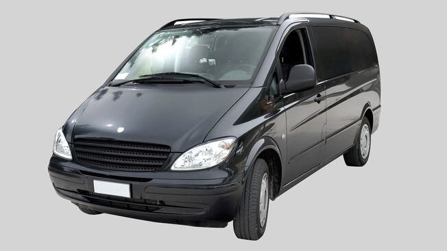 A van with tinted windows