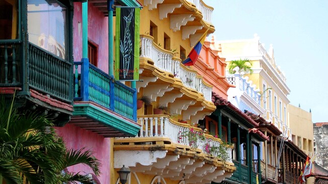 Colorful building in Cartagena.