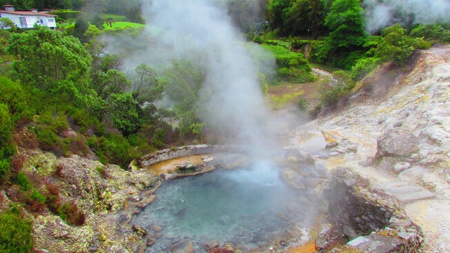 A hot spring in Fornas, on the island of São Miguel in Portugal