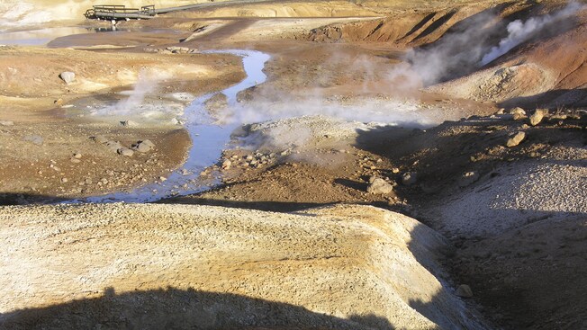Um campo geotérmico em Krýsuvík, Islândia