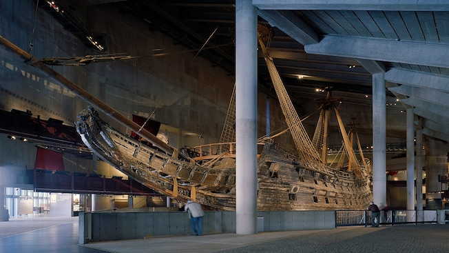An old ship in a warehouse An old ship in a warehouse