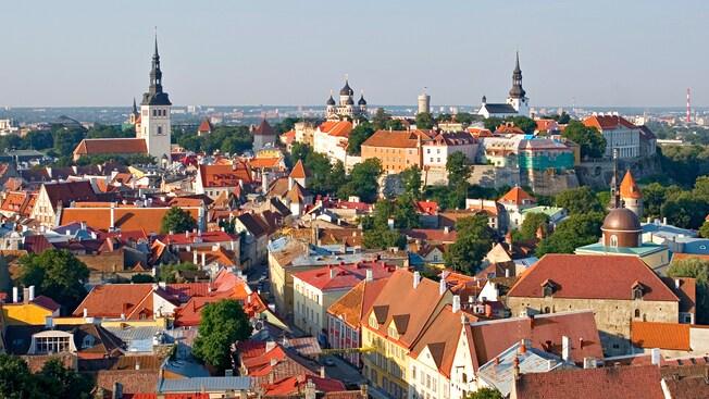 The historic Tallinn Old Town in Estonia