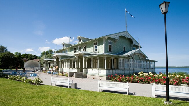 The Haapsalu Resort Hall sits on a waterfront in Estonia