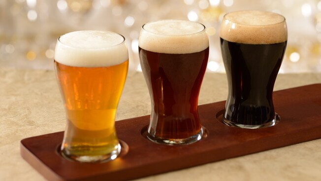 A flight of three beers