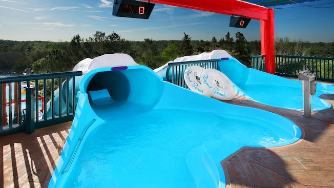 The start line at Downhill Double Dipper with twin waterslides