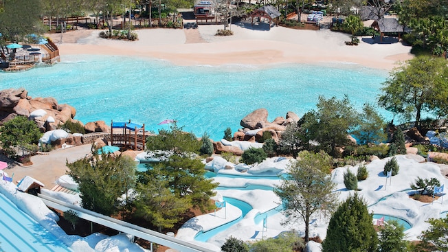 Snow Stormers attraction with Melt-Away Bay below at Disney's Blizzard Beach