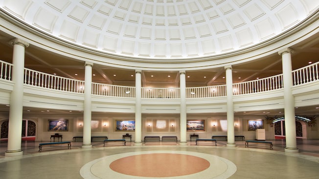 Inside the American Adventure Pavilion's central rotunda at Epcot