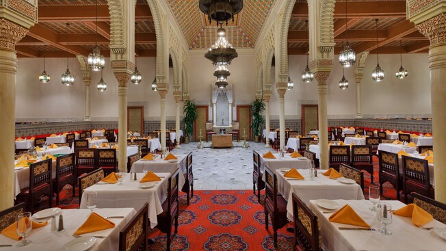 Dining room at Moroccan-themed Restaurant Marrakesh at EPCOT