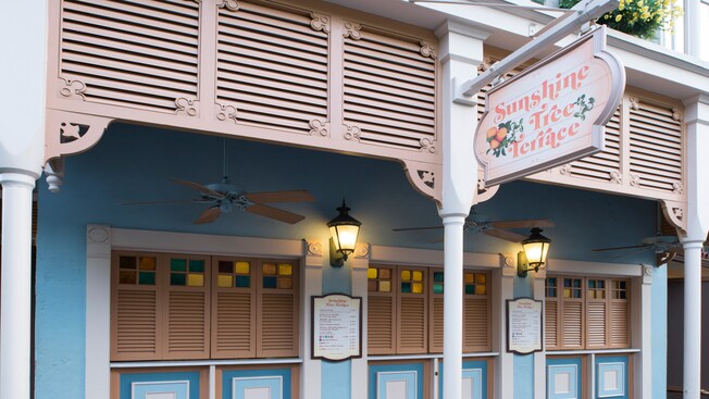 Sunshine Tree Terrace, a quick-service snack bar in Adventureland, now in the former Aloha Isle location