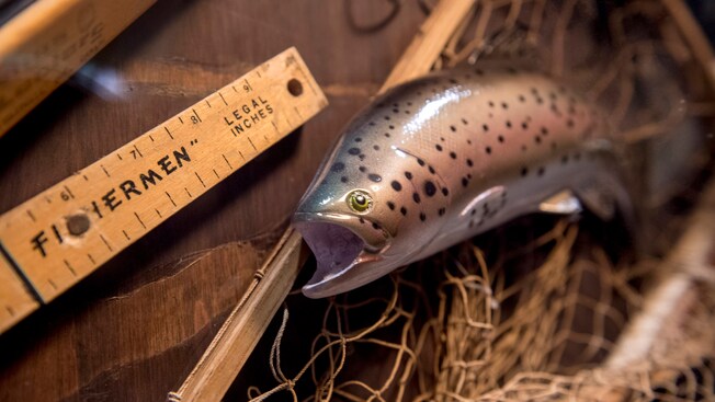 A ruler beside a fish statue