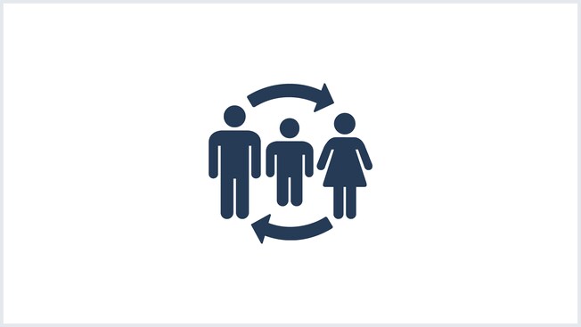 An icon of parents and their child, symbolizing Rider Switch