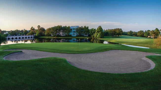 The Lake Buena Vista Golf Course sits across the waters of Lake Buena Vista