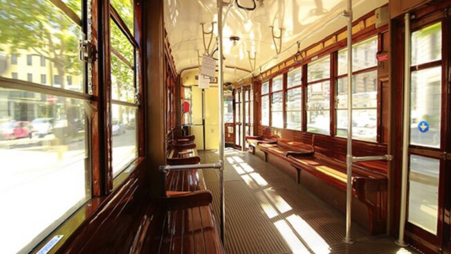 The interior of a Milan’s historical tram car