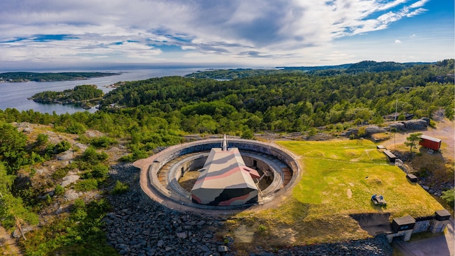 Panoramic view of Kristiansand Cannon Museum and its surroundings Panoramic view of Kristiansand Cannon Museum and its surroundings