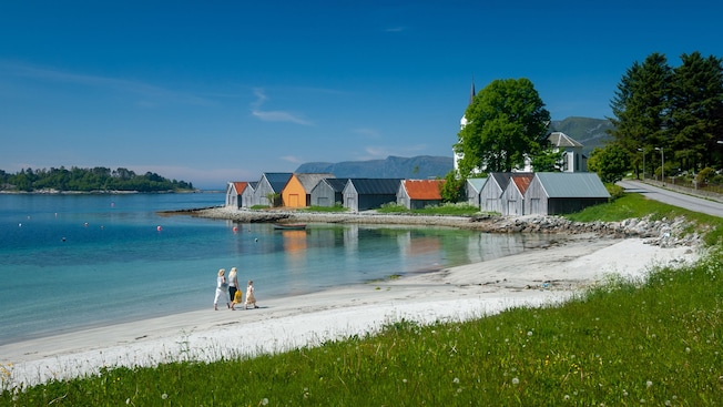 Panoramic view of the coastal village of Selje Panoramic view of the coastal village of Selje