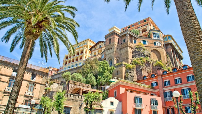 Two palm trees near the Grand Hotel Excelsior Vittoria in Sorrento, Italy Two palm trees near the Grand Hotel Excelsior Vittoria in Sorrento, Italy