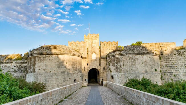 The medieval stone Gate of Amboise in Rhodes, Greece