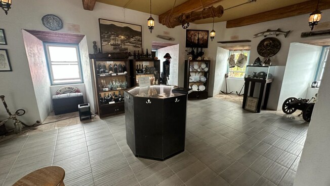 A section of Bluebeard’s Castle exhibiting historical maritime and piracy artifacts