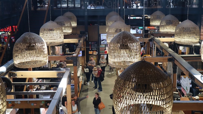 The interior of Riverside Market in Christchurch, New Zealand featuring various food stalls and shops The interior of Riverside Market in Christchurch, New Zealand featuring various food stalls and shops