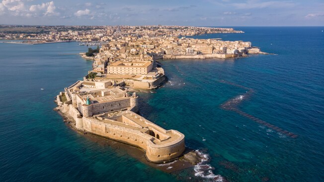 Forts, castles and historical buildings on the Island of Ortigia in Syracuse, Italy