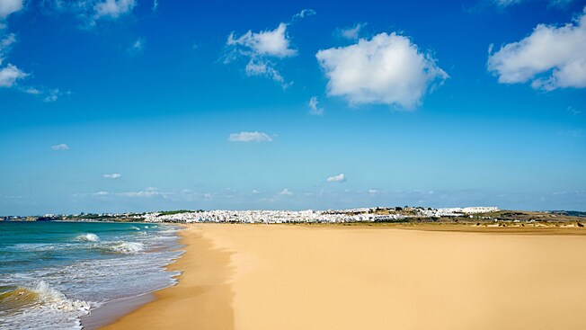 The historic buildings of Conil de la Frontera overlooking the Mediterranean Sea