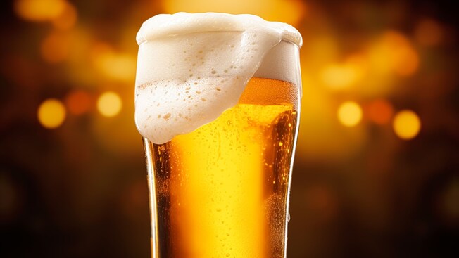 A pint of frothy beer