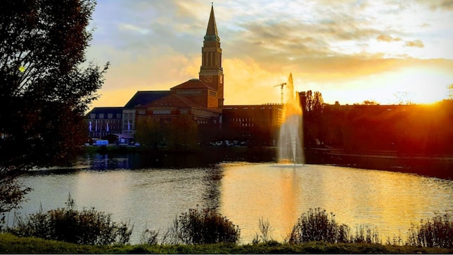 The Town Hall of Kiel, Germany at sunset The Town Hall of Kiel, Germany at sunset