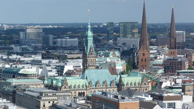 The city of Hamburg, Germany featuring modern and older architecture The city of Hamburg, Germany featuring modern and older architecture