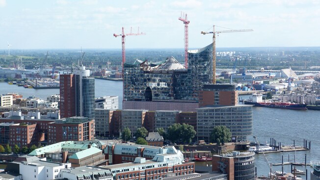 Downtown Hamburg, Germany along the Elbe River