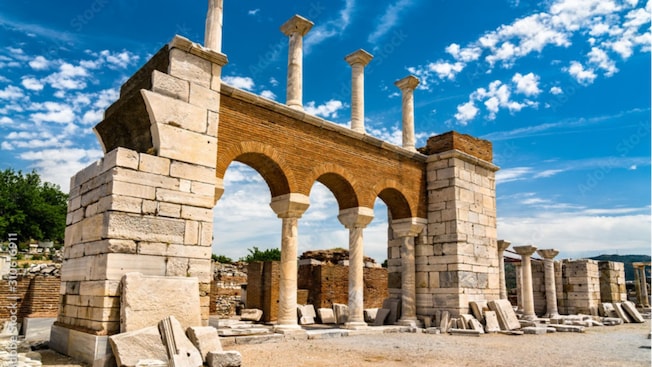 Ruins of an ancient building with 3 arches Ruins of an ancient building with 3 arches