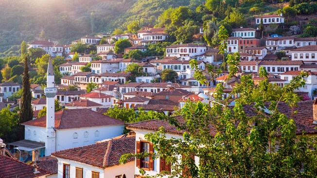 The village of Şirince featuring buildings along a hill