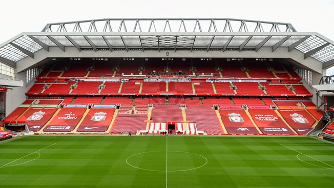 Estádio Anfield em Liverpool, Inglaterra