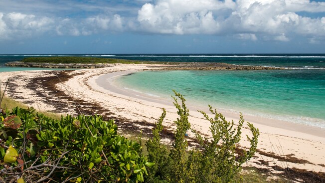Cloudy skies over a beach