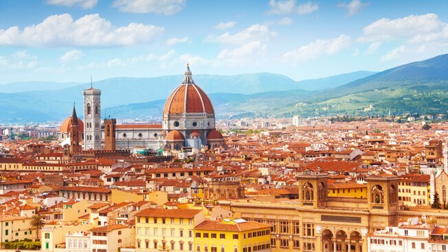 Cathedral of Saint Mary of the Flower in the middle of Florence, Italy