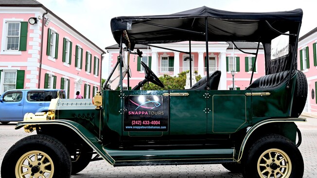 A vintage wagon style car