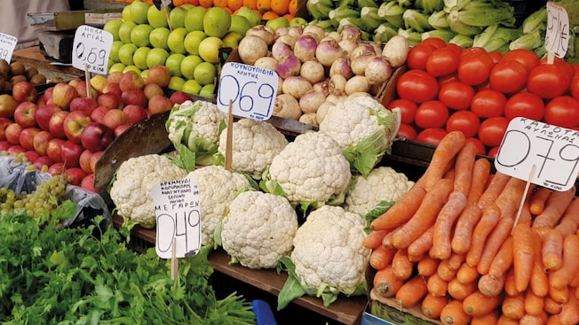 Market stall with fruits and vegetables Market stall with fruits and vegetables