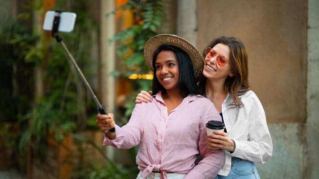 Two women taking a selfie together