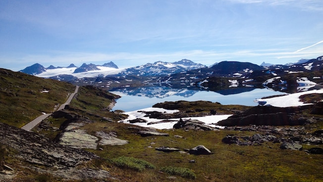 The snowcapped mountains of Sognefjellet Mountain Pass The snowcapped mountains of Sognefjellet Mountain Pass