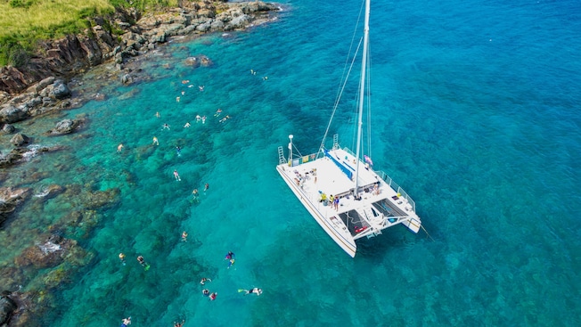 A catamaran floating in Saint Thomas, United States Virgin Islands