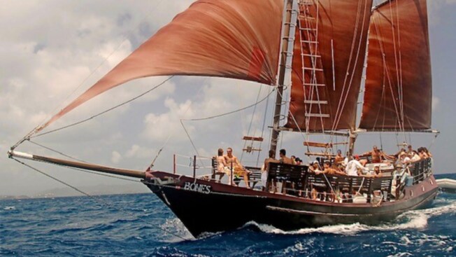A group of people on a sailboat in Saint Thomas